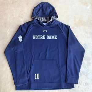 Notre Dame Under Armour Fleece Hoodie God Country Wurtzel Navy Men's Size Large